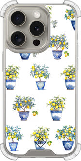 Casimoda iPhone 15 Pro shockproof hoesje - Lemon trees Wit