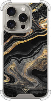 Casimoda iPhone 15 Pro shockproof hoesje - Marbling Bruin/beige