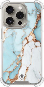 Casimoda iPhone 15 Pro shockproof hoesje - Marmer lichtblauw