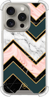 Casimoda iPhone 15 Pro shockproof hoesje - Marmer triangles Multi