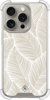 Casimoda iPhone 15 Pro shockproof hoesje - Palmy leaves beige Bruin/beige