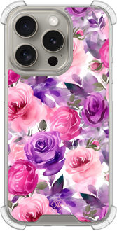 Casimoda iPhone 15 Pro shockproof hoesje - Rosy blooms Roze