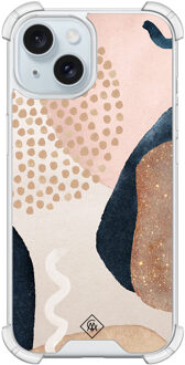Casimoda iPhone 15 shockproof hoesje - Abstract dots Bruin/beige
