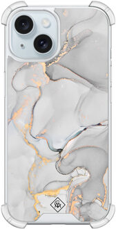Casimoda iPhone 15 shockproof hoesje - Marmer grijs Grijs/zilverkleurig