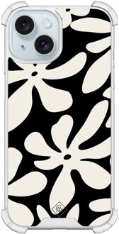 Casimoda iPhone 15 shockproof hoesje - Noir bloom Zwart