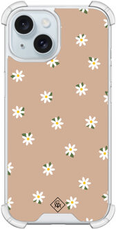 Casimoda iPhone 15 shockproof hoesje - Sweet daisies Bruin/beige