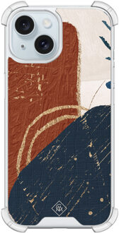 Casimoda iPhone 15 siliconen shockproof hoesje - Abstract terracotta Multi