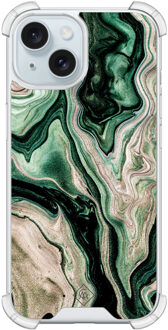 Casimoda iPhone 15 siliconen shockproof hoesje - Green waves Groen
