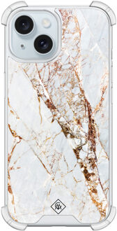 Casimoda iPhone 15 siliconen shockproof hoesje - Marmer goud Goudkleurig