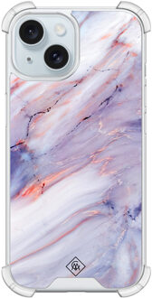 Casimoda iPhone 15 siliconen shockproof hoesje - Marmer paars