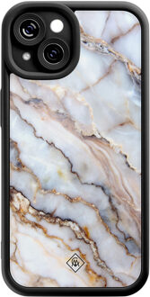 Casimoda iPhone 15 zwarte case - Marble dream Grijs/zilverkleurig