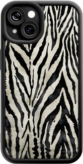 Casimoda iPhone 15 zwarte case - Zebra safari
