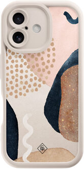 Casimoda iPhone 16 beige case - Abstract dots Bruin/beige