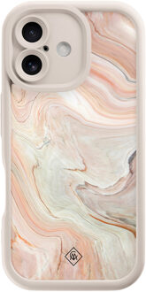 Casimoda iPhone 16 beige case - Marmer waves Bruin/beige
