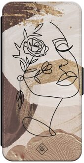 Casimoda iPhone 16 flipcase - Abstract gezicht bruin Bruin/beige