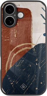 Casimoda iPhone 16 glazen hardcase - Abstract terracotta Multi