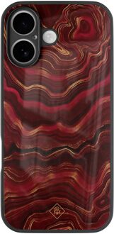 Casimoda iPhone 16 glazen hardcase - Agate rood