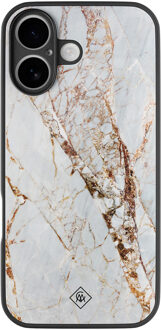 Casimoda iPhone 16 glazen hardcase - Marmer goud Goudkleurig