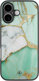 Casimoda iPhone 16 glazen hardcase - Marmer mint goud
