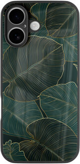 Casimoda iPhone 16 glazen hardcase - Monstera leaves Groen