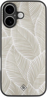 Casimoda iPhone 16 glazen hardcase - Palmy leaves beige Bruin/beige