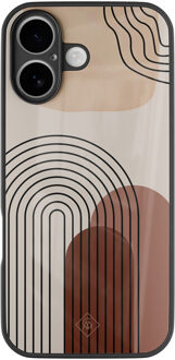 Casimoda iPhone 16 glazen hardcase - Warm curves Bruin/beige