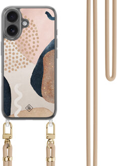 Casimoda iPhone 16 hoesje met beige koord - Abstract dots