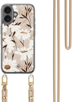 Casimoda iPhone 16 hoesje met beige koord - In bloom