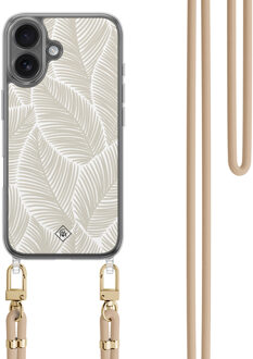 Casimoda iPhone 16 hoesje met beige koord - Palm leaves beige