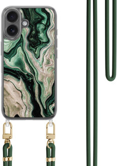 Casimoda iPhone 16 hoesje met groen koord - Green waves