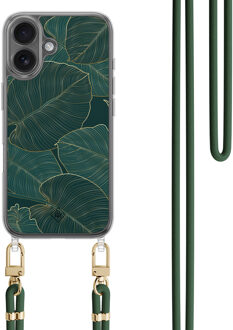 Casimoda iPhone 16 hoesje met groen koord - Monstera leaves