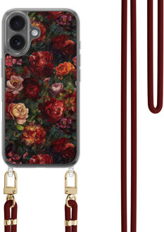 Casimoda iPhone 16 hoesje met rood koord - Flower paradise