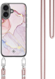 Casimoda iPhone 16 hoesje met rosegoud koord - Purple sky Paars