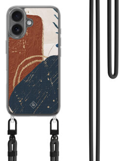 Casimoda iPhone 16 hoesje met zwart koord - Abstract terracotta Multi