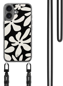 Casimoda iPhone 16 hoesje met zwart koord - Noir bloom