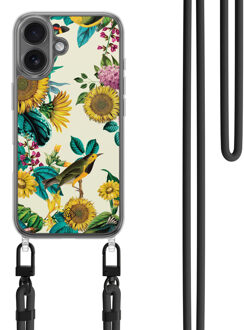Casimoda iPhone 16 hoesje met zwart koord - Sunflowers Geel