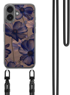 Casimoda iPhone 16 hoesje met zwart koord - Twilight petals Paars