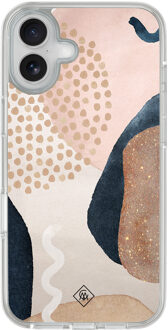 Casimoda iPhone 16 hybride hoesje - Abstract dots Bruin/beige