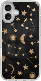 Casimoda iPhone 16 hybride hoesje - Counting the stars Zwart, Goudkleurig