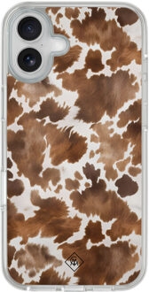 Casimoda iPhone 16 hybride hoesje - Cowhide chic Bruin/beige