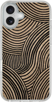 Casimoda iPhone 16 hybride hoesje - Ebony waves Bruin/beige