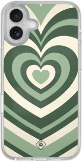 Casimoda iPhone 16 hybride hoesje - Groen hart swirl