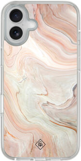 Casimoda iPhone 16 hybride hoesje - Marmer waves Bruin/beige