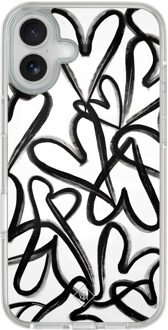 Casimoda iPhone 16 hybride hoesje - Midnight hearts Zwart