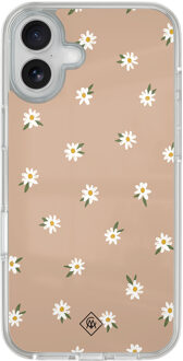 Casimoda iPhone 16 hybride hoesje - Sweet daisies Bruin/beige