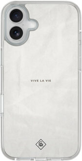 Casimoda iPhone 16 hybride hoesje - Vive la vie Grijs/zilverkleurig
