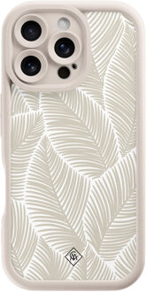 Casimoda iPhone 16 Pro beige case - Palmy leaves beige Bruin/beige