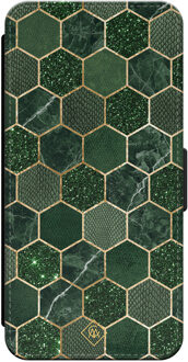 Casimoda iPhone 16 Pro flipcase - Green cubes Groen