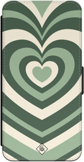 Casimoda iPhone 16 Pro flipcase - Hart swirl groen