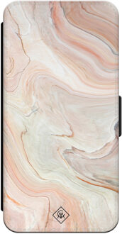 Casimoda iPhone 16 Pro flipcase - Marmer waves Bruin/beige
